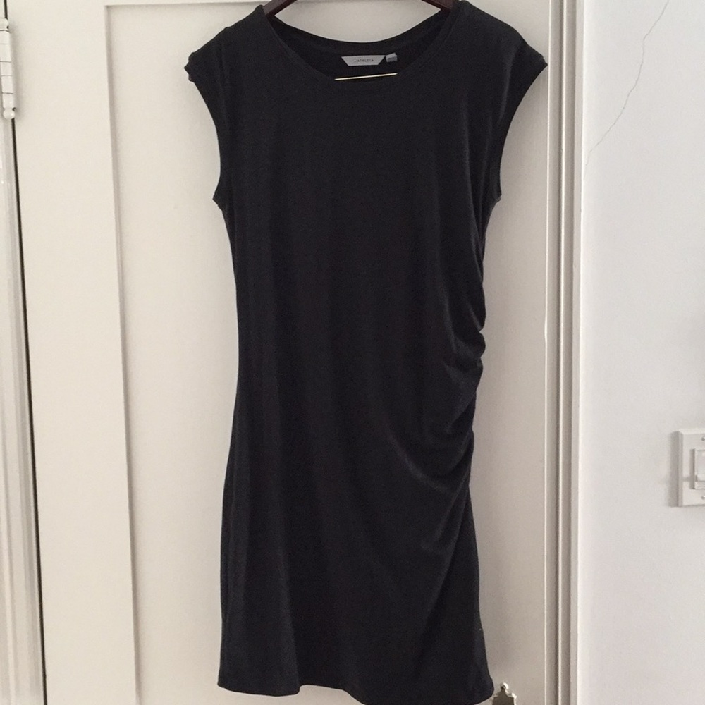 Athleta Draped Crew Dress-Black